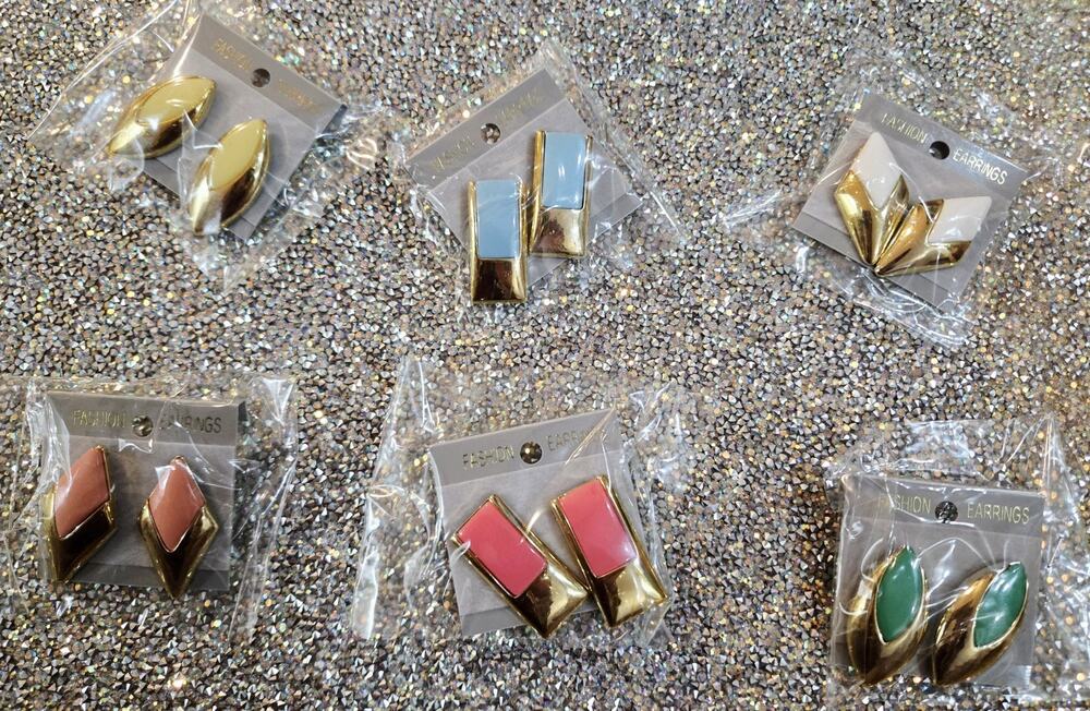 Vintage 90s Earring Lot Of 6 Colorful Pierced Earrings deadstock